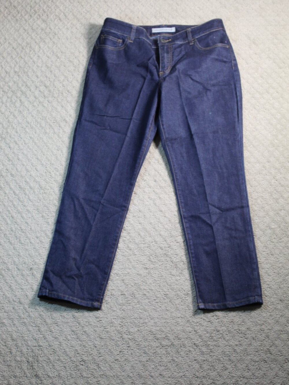 Chico's Platinum Denim Size 1.5 / 10 Mid Rise Straight Leg Dark Blue Jeans
